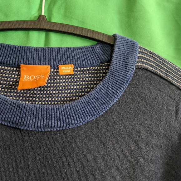 HUGO BOSS navy knit insert sweatshirt - Picture 6 of 11
